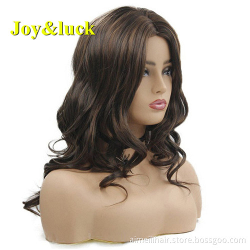 24inch Long Wave Wig Ombre Brown Synthetic Wigs for Women Wave Hair Wig Cosplay or Party African Black Hair Style